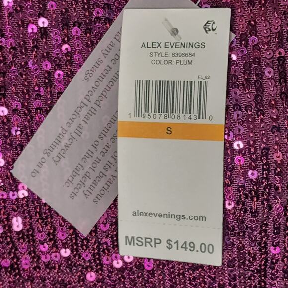 Alex Evenings Purple Sequin Short Sleeve Blouse Top Size Small NWT - Picture 5 of 5